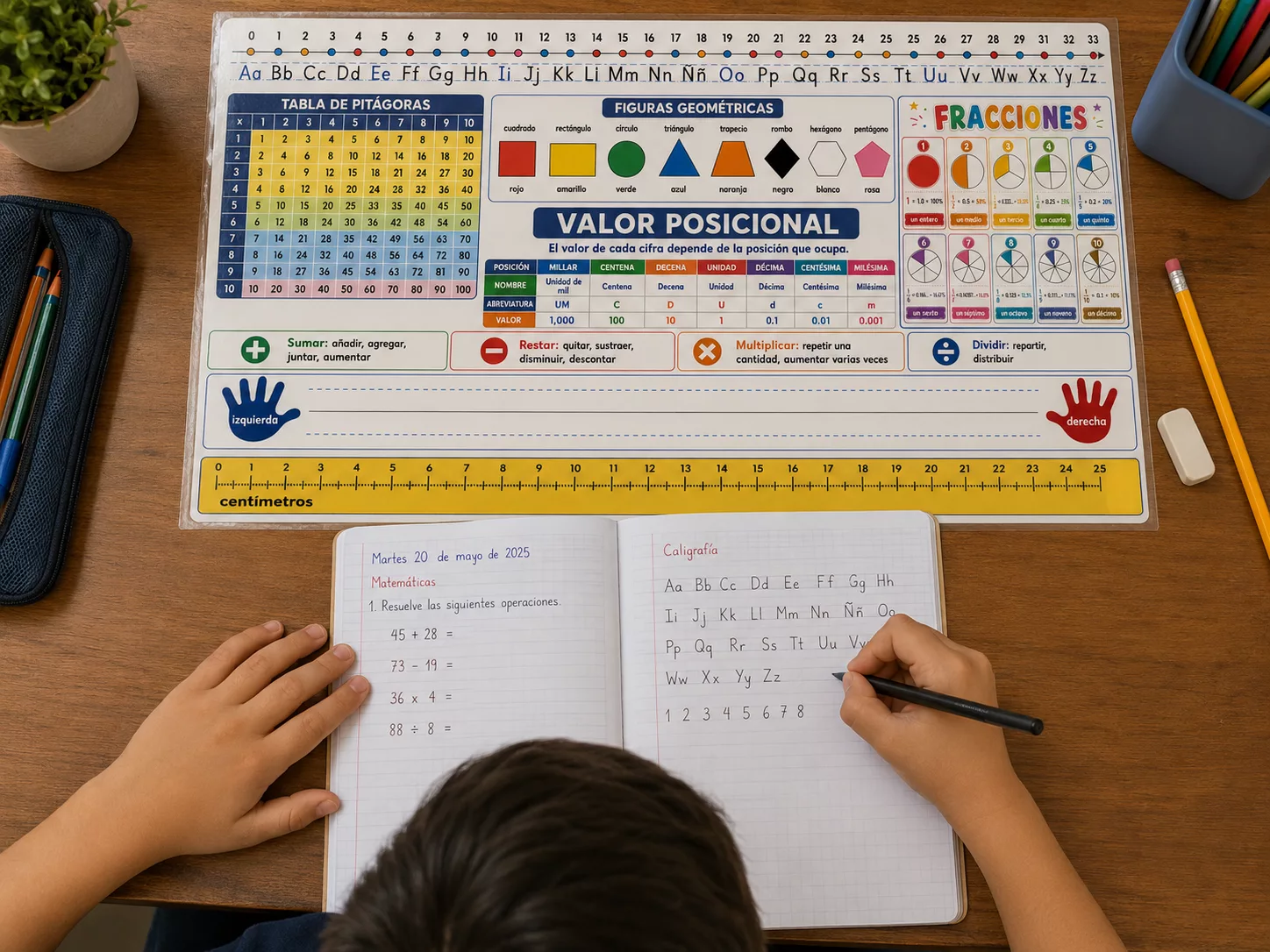 Guía para docentes: Uso de la tarjeta auxiliar con tabla de Pitágoras, figuras geométricas y fracciones