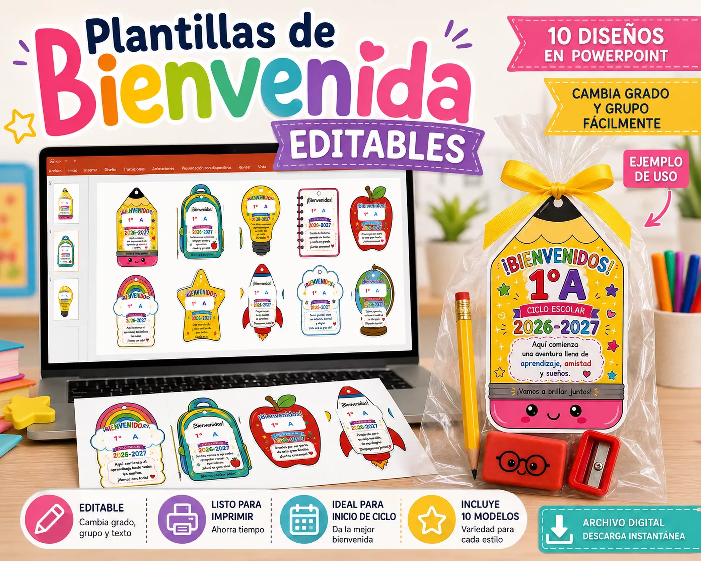 Detalles de Bienvenida para Alumnos | 10 Diseños Editables para el Regreso a Clases