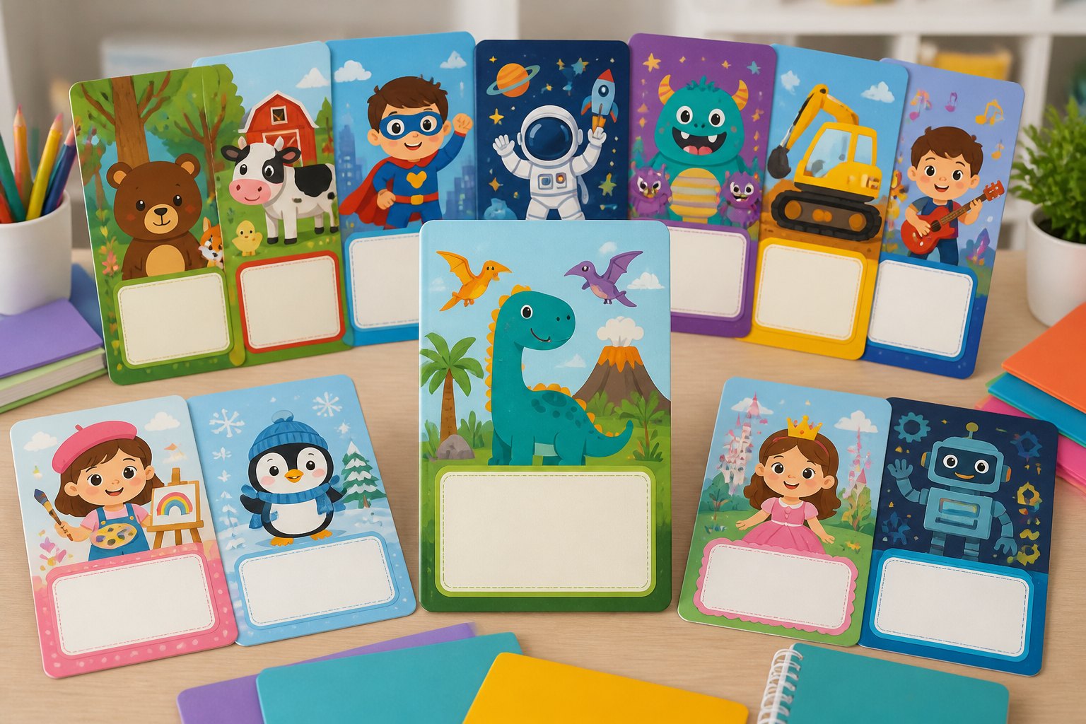 Portadas coloridas para expedientes escolares infantiles