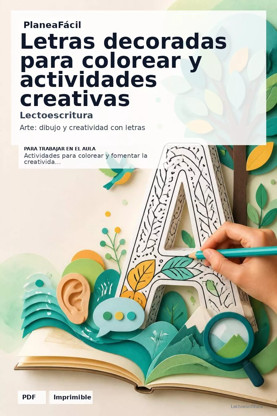 Portada de Letras decoradas para colorear y actividades creativas