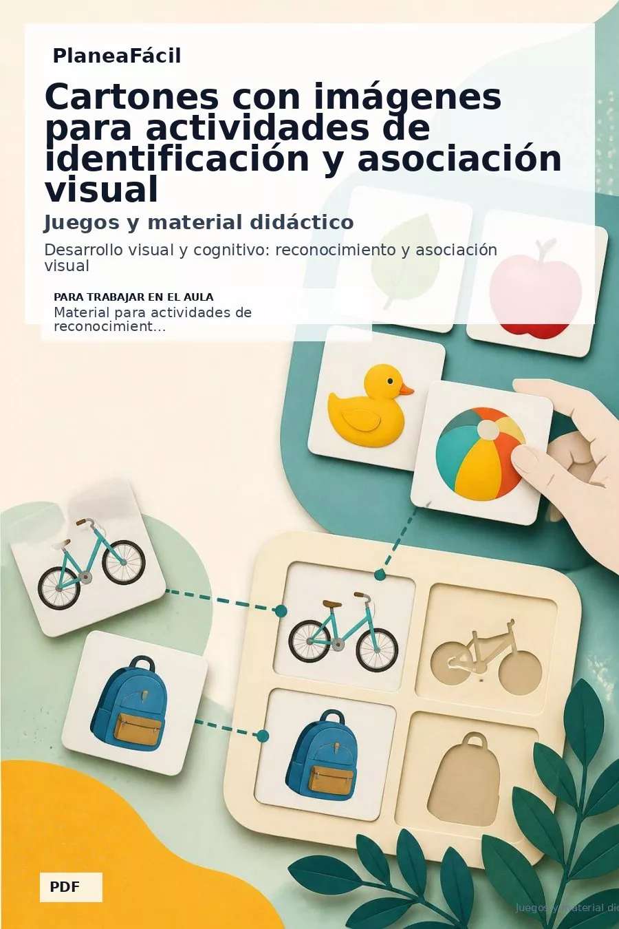 Portada de Cartones con imágenes para actividades de identificación y asociación visual