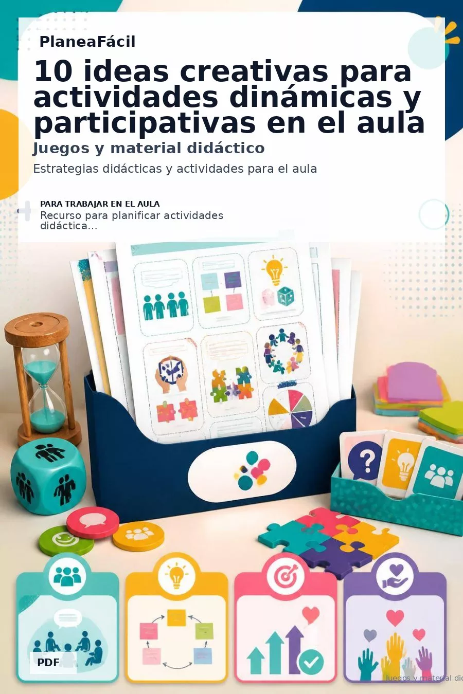 Portada de 10 ideas creativas para actividades dinámicas y participativas en el aula