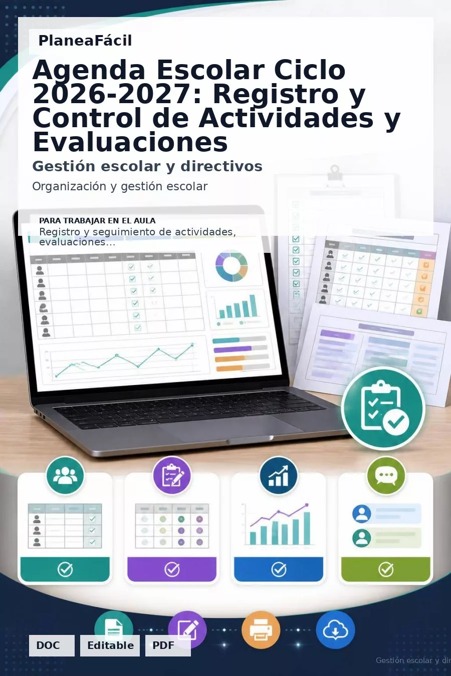 Portada de Agenda Escolar Ciclo 2026-2027: Registro y Control de Actividades y Evaluaciones