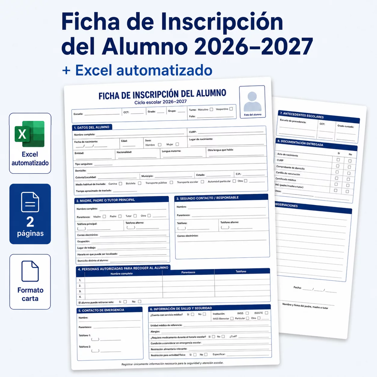 Ficha de Inscripcion Alumnos Nuevo ciclo escolar