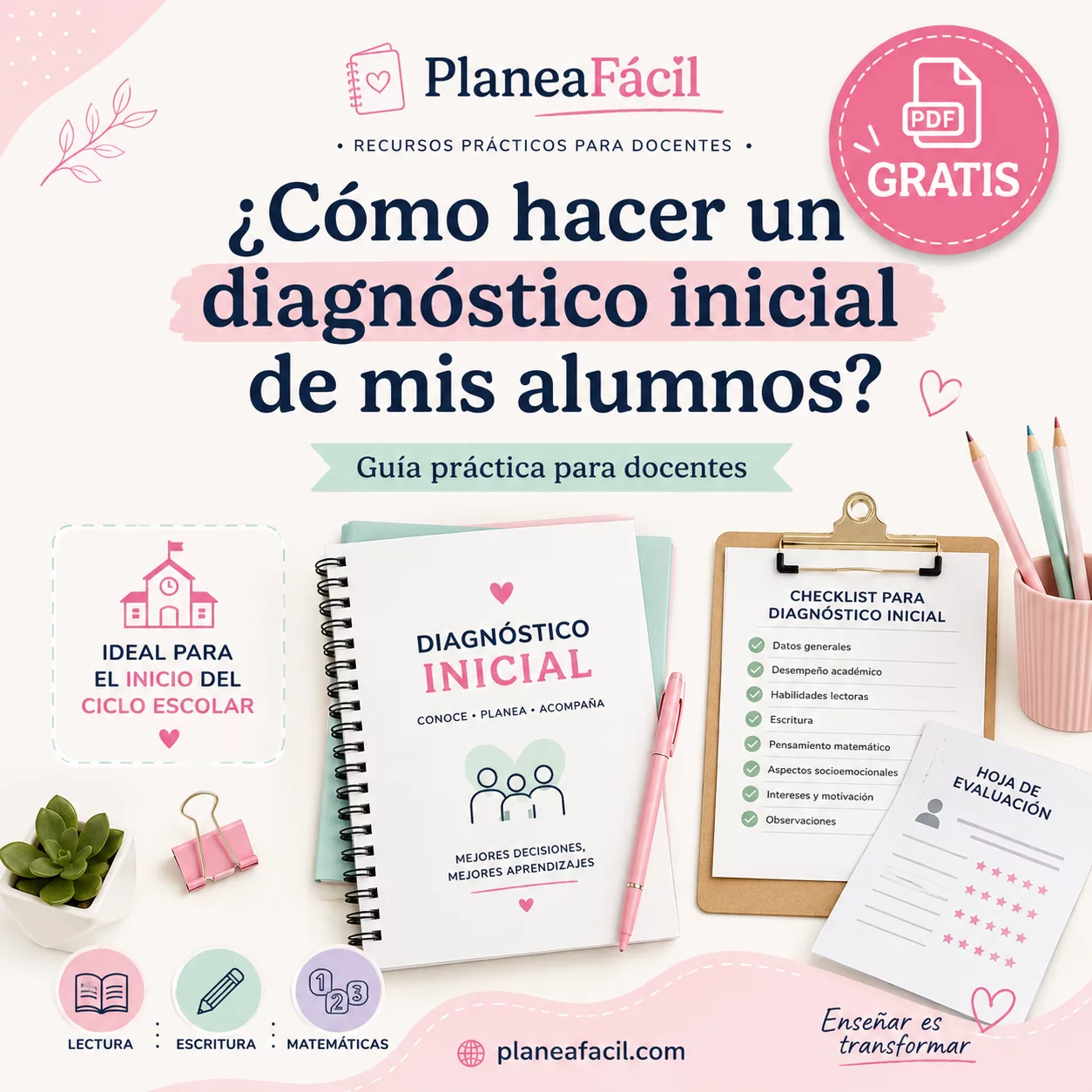 Portada de Guía práctica para docentes: Cómo hacer un diagnóstico inicial efectivo