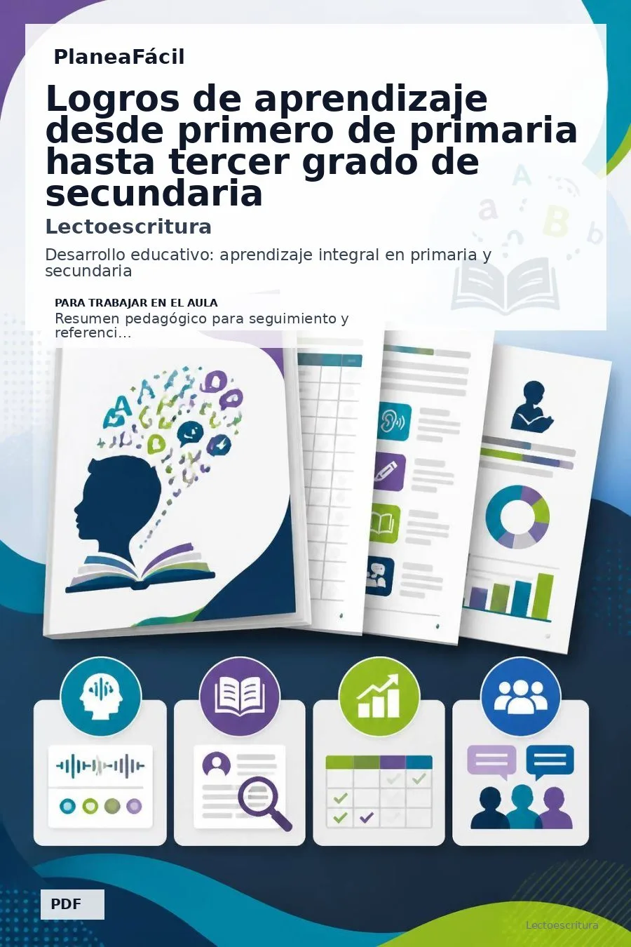 Portada de Logros de aprendizaje desde primero de primaria hasta tercer grado de secundaria