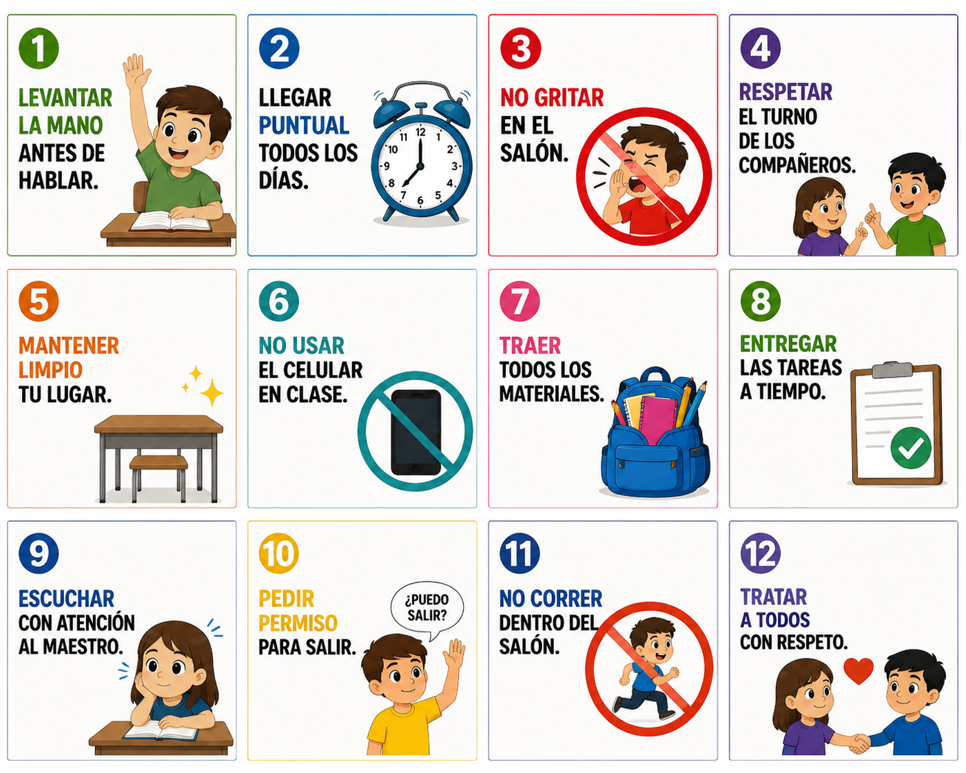 12 Normas del Salón de Clases