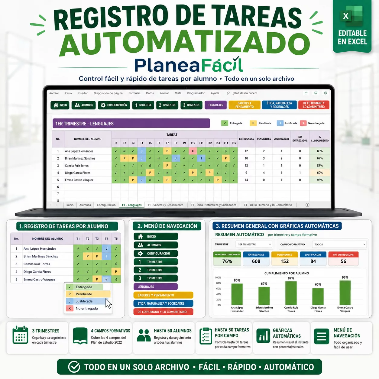 Registro de Tareas Automatizado en Excel para Docentes