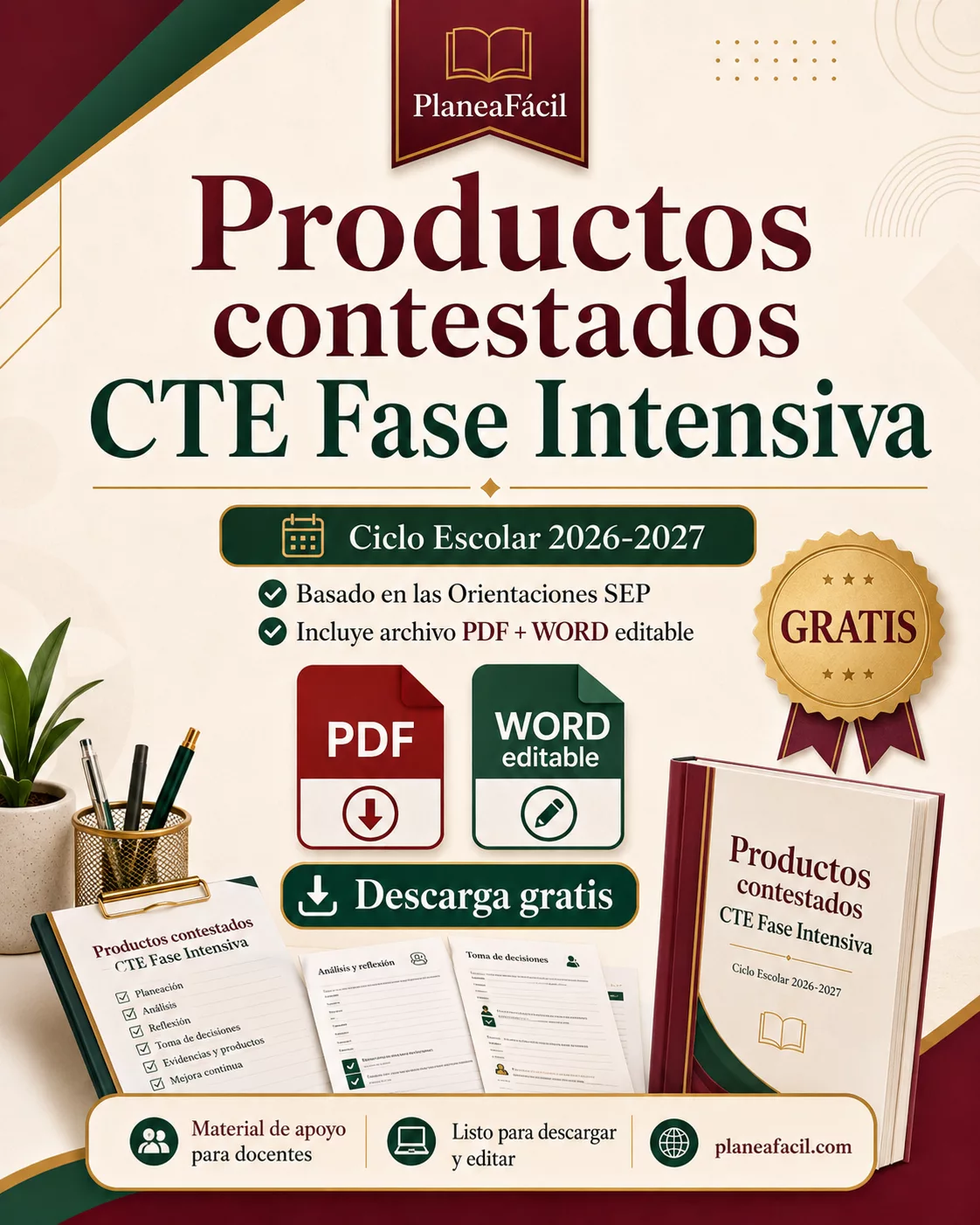 Productos contestados del CTE Fase Intensiva 2026-2027! Descarga GRATIS en PDF y Word editable